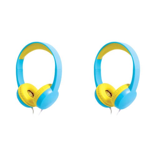 2PK Liquid Ears Kidz 3.5mm Wired On-Ear Headphones Sky Blue Yellow