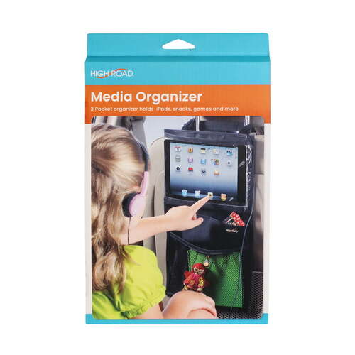High Road Car Media Organiser 3-Pocket Storage - Black
