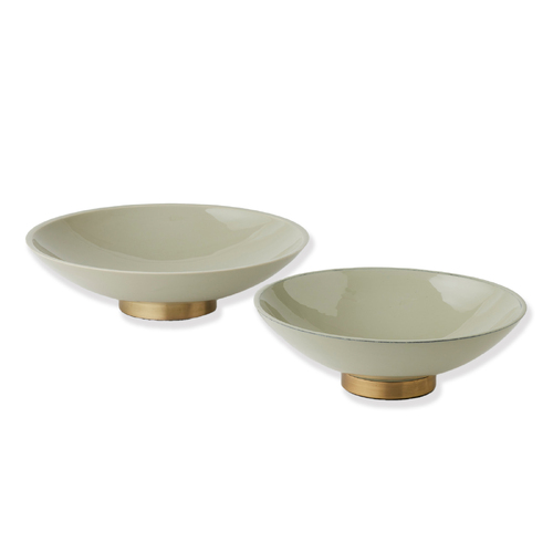 2pc Pilbeam Living Everleigh Aluminium Shallow Bowls - Taupe