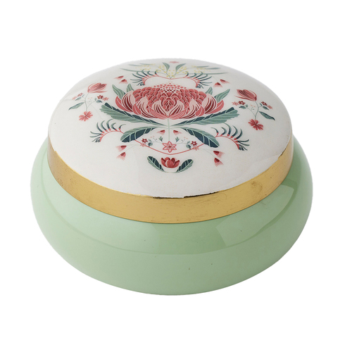 Pilbeam Living Waratah Decorative Round Trinket Box 11.5cm