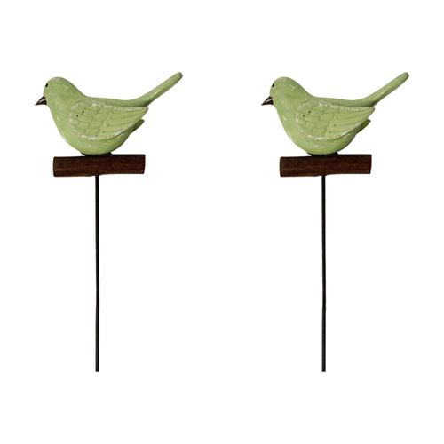 2PK LVD Metal 39cm Pot Stake Decorative Ornament Bird Sage