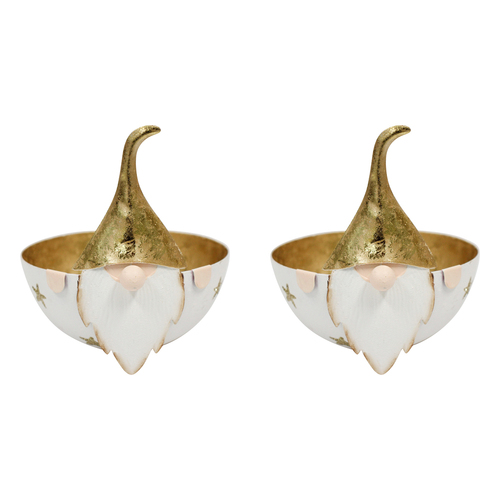 2PK LVD 16x15cm Metal Santa Bowl Large Home/Living Room Decor