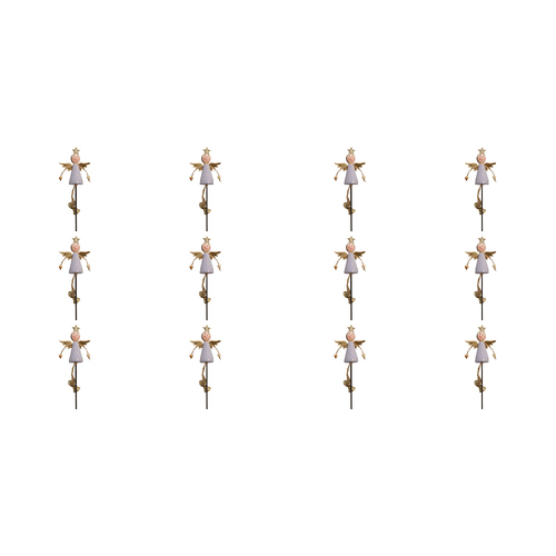 12PK LVD Metal/Wood Angel Lilac Pot Stake Christmas Decor 43cm