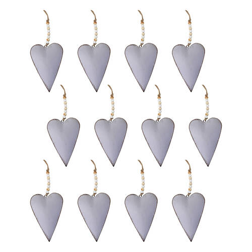 12PK LVD Metal Hanging Heart Home/Garden Decor 11x7cm - Lilac