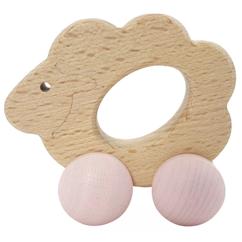 Hess Spielzeug Wooden Rolli Sheep Baby/Children 10m+ Natural Pink