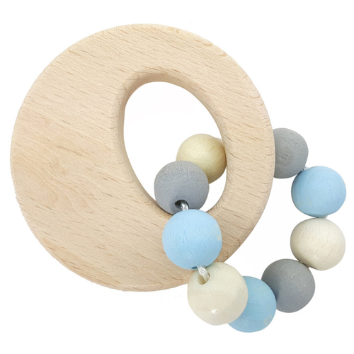 Hess Spielzeug Wooden 9.5cm Rattle Circle Baby 0m+ Natural Blue
