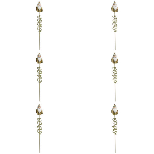 6PK LVD Metal Pot Spike Santa Christmas Decoration 54cm - Gold