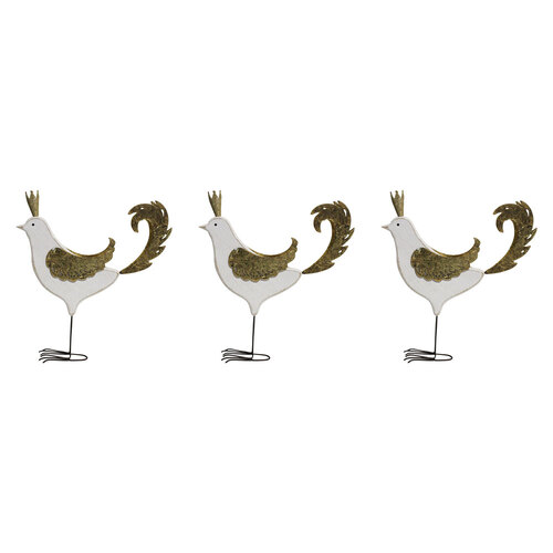 3PK LVD Metal/MDF Christmas Bird Xmas Decoration - Gold