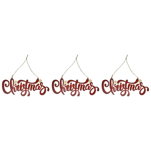 3PK LVD Metal/Jute Christmas Hanger Xmas Holiday Decoration 31x11.5cm - Red