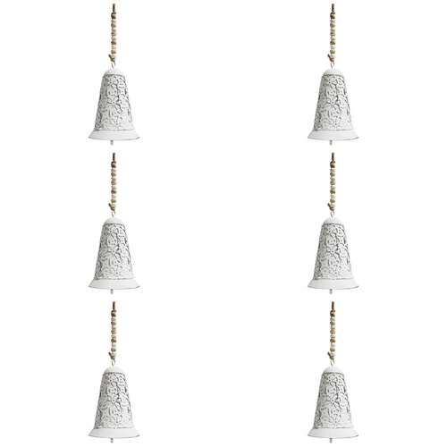 6PK LVD Metal Bell Christmas Home Hanging Decor 11.5cm - White