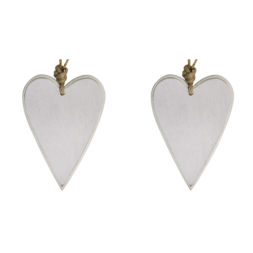2PK LVD Metal/Jute 14.5cm Home Decorative Hanging Heart Ornament Medium - White