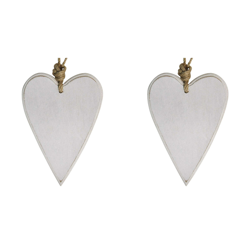 2PK LVD Metal/Jute 14.5cm Home Decorative Hanging Heart Ornament Medium - White