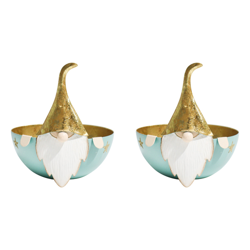 2PK LVD 16x15cm Metal Santa Bowl Large Home Xmas Decor - Aqua