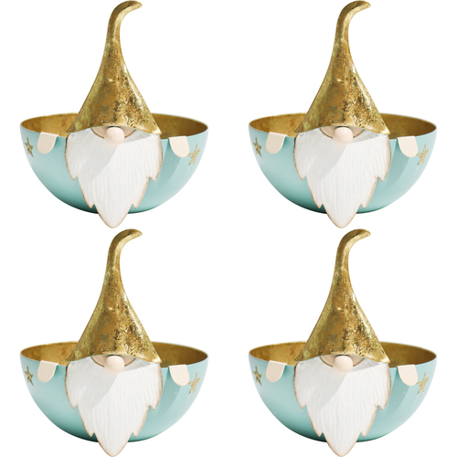 4PK LVD 16x15cm Metal Santa Bowl Large Home Xmas Decor - Aqua