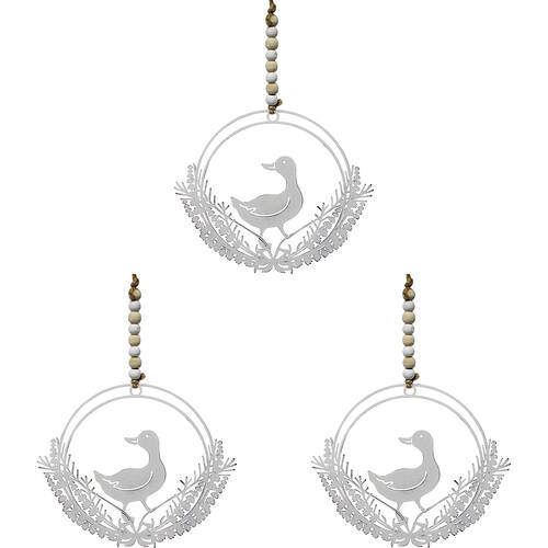 3PK LVD Metal Duck Botannical Wreath Home/Garden Decor 13x11cm - Silver