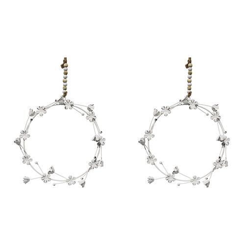 2PK LVD Metal Daisy Wreath Home/Garden Decor 17x17cm - White