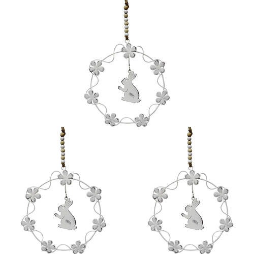 3PK LVD Metal Ring A Ring Rabbit Home/Garden Decor 14x13cm - Silver