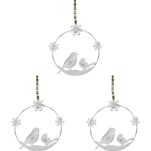 3PK LVD Metal Bird Spring Glory Home/Garden Decor 18x17cm - Silver