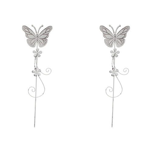2PK LVD Metal 46cm Pot Stake Decorative Ornament Butterfly