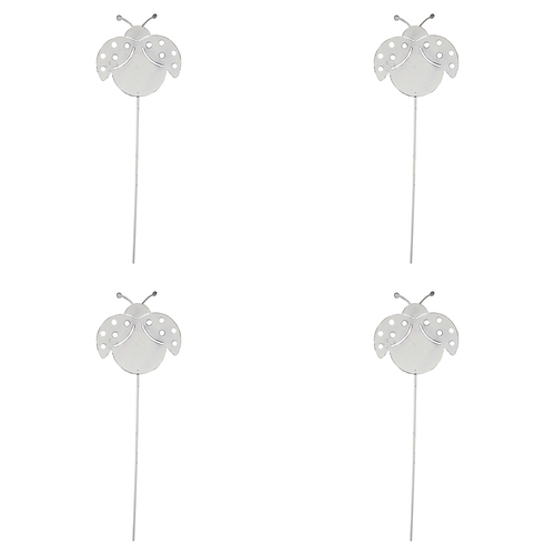 4PK LVD Metal 49cm Pot Stake Decorative Ornament Lady Bug