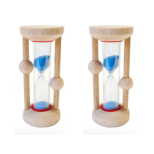 2x Hess-Spielzeug Wooden Hour Glass Toy Kids/Children 3y+ Natural