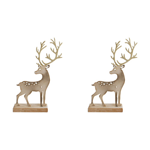 2PK LVD 17x27cm MDF Xmas Reindeer Small Home Xmas Decor