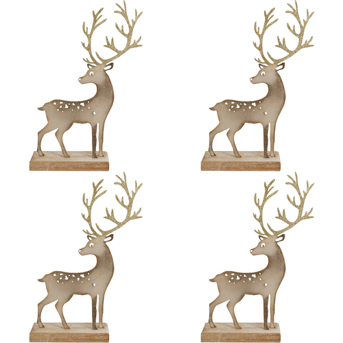 4PK LVD 17x27cm MDF Xmas Reindeer Small Home Xmas Decor