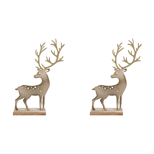 2PK LVD 22x35cm MDF Xmas Reindeer Large Home Xmas Decor