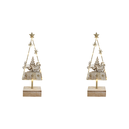 2PK LVD 35x12cm Metal LED Santa Xmas Tree Home/Living Room Decor