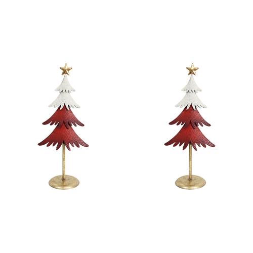 2PK LVD 14x32cm Metal Xmas Tree Duo Home/Living Room Display Decor