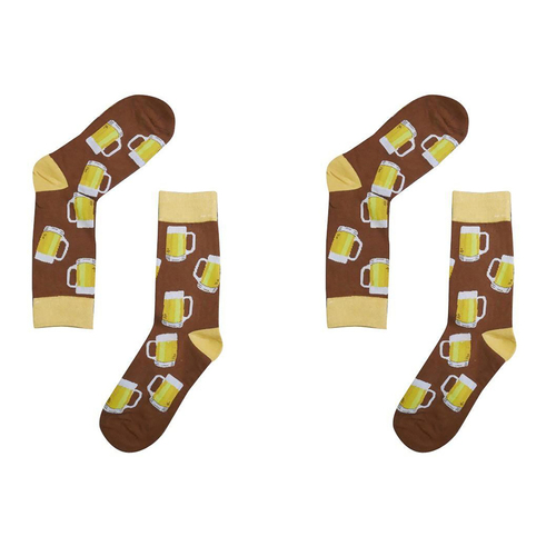 2PK Sole Mates Unisex Casual Dress Novelty Beer Mug Socks Pair One Size