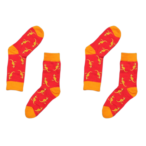 2PK Sole Mates Unisex Casual Dress Novelty Kangaroo Socks Red Pair One Size