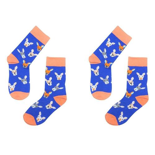 2PK Sole Mates Unisex Casual Dress Novelty Kangaroo Head Socks Pair One Size