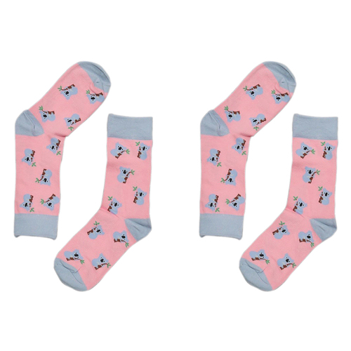 2PK Sole Mates Unisex Casual Dress Novelty Koala Socks Pink Pair One Size