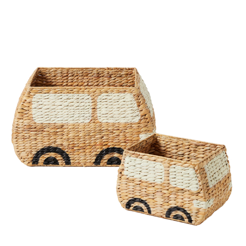 2pc Jiggle & Giggle Bus Basket Storage Organiser - Natural