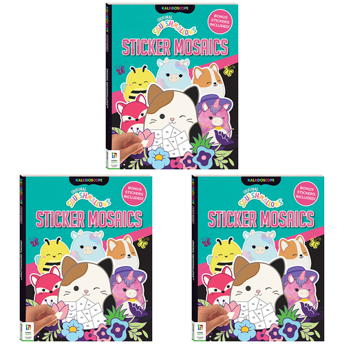 3PK Kaleidoscope Squishmallows 31x24cm Kids Sticker Mosaics 8y+
