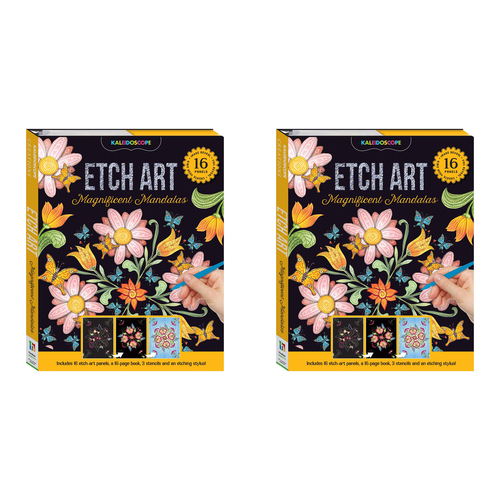 2PK Kaleidoscope Kids Etch Art Kit 29x23cm Magnificent Mandalas 8y+