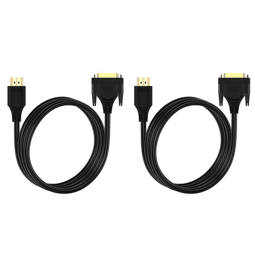 2PK Cruxtec 2m HDMI Male to DVI-D Male Reversible Cable - Black