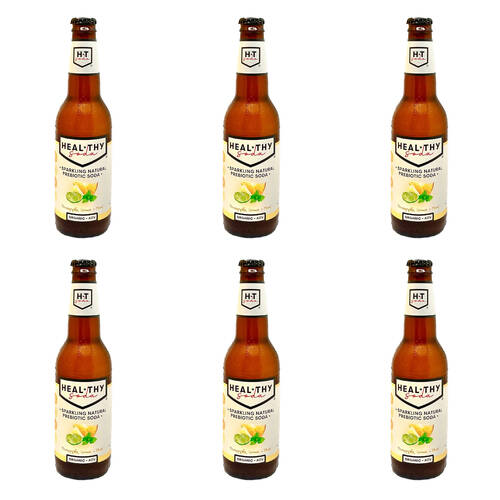 6PK Hot Shots Heal Thy Prebiotic Soda w/ Pineapple Lime & Mint Flavour 330ml