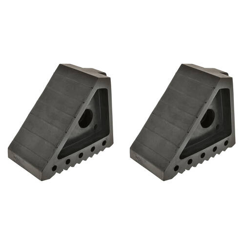 2PK Hulk Heavy Duty Rubber Wheel Chock w/ Built-In Handle 200x150mm Black