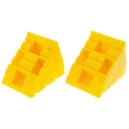 2pc Hulk Plastic Levelling Caravan/Motorhome Ramp Chocks Yellow
