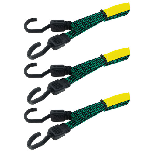 3PK Hulk 4x4 Heavy Duty Fat Bungee Strap Green 60cm  