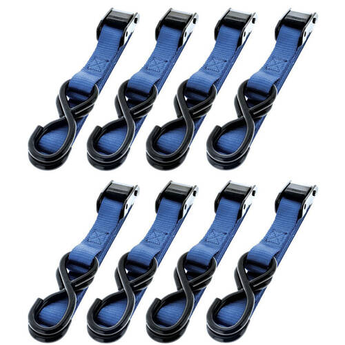 2x 4pc Hulk Cambuckle Secure Locking Adjustable Tiedown Straps Blue