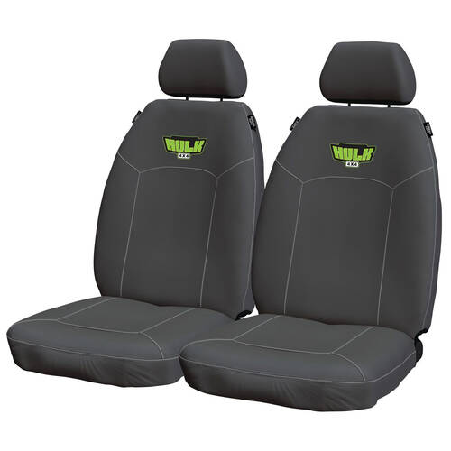 Hulk Universal Heavy Duty Waterproof Canvas Seat Covers Front Grey