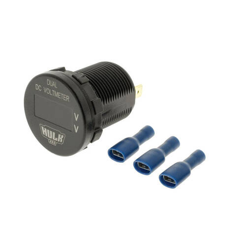 Hulk OLED Display Compact Vehicle DC Dual Voltmeter Reader Device Black