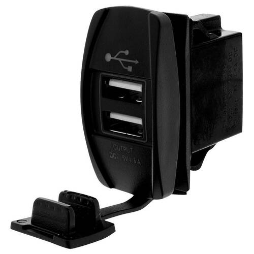 Hulk Dual Port Vehicle USB Charger w/Rubber Cap Blue Illumination