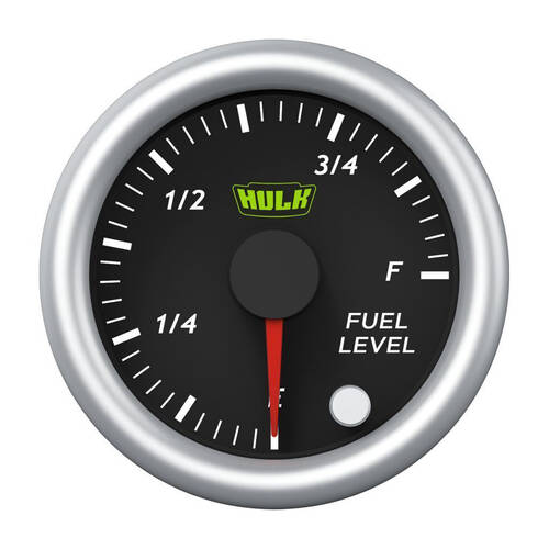 Hulk Pro Fuel Level Gauge w/ Built-In Ohm Converter 52mm Black/Silver