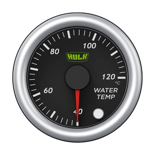 Hulk Pro Water Temperature Gauge 40-120 Degrees 52mm Black/Silver
