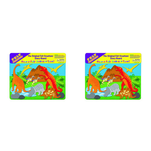 2x Felt Creations Prehistoric Dinosaurs Kids/Children Fabric Art Kit 3y+