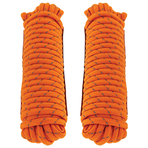 2pk Hulk 4x4 Durable 15m Hi-Vis Reflective Rope - Orange